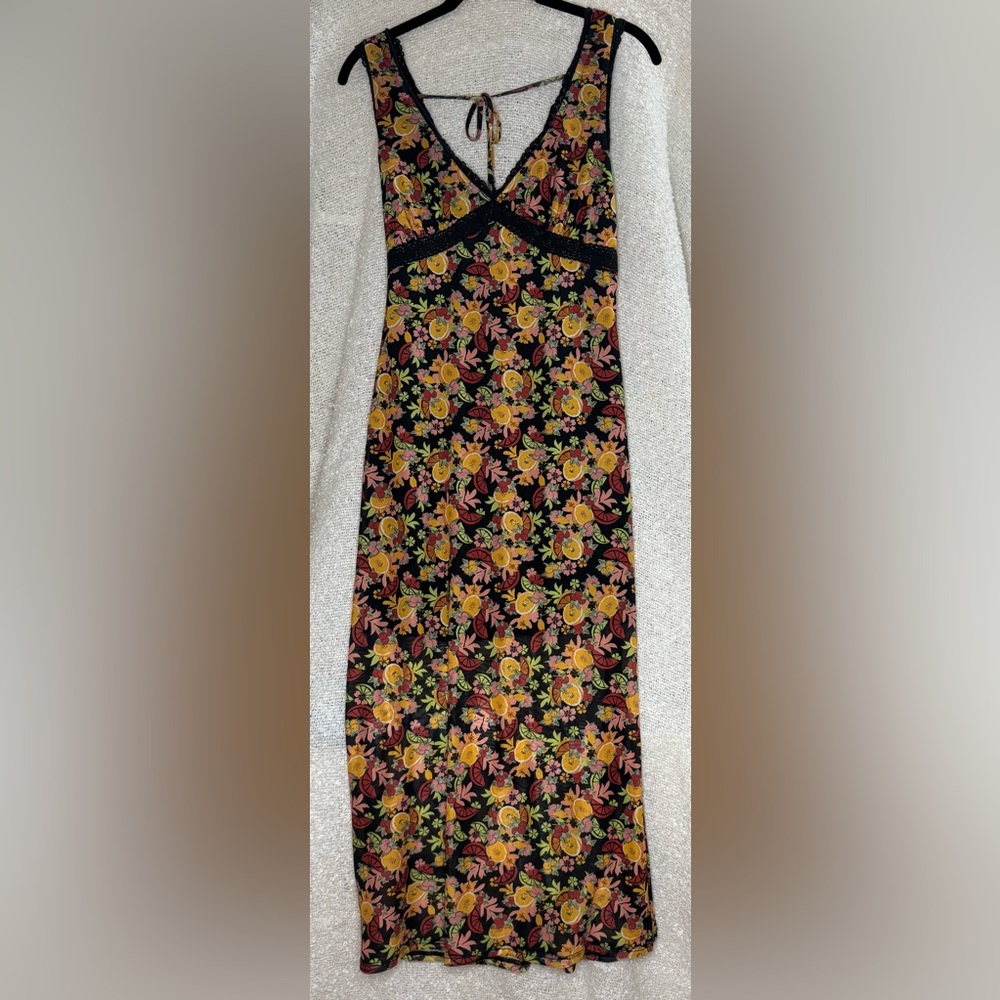 STITCH AND PINE XS Floral Fruit Sleeveless Maxi Dress